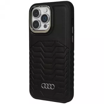 AUDI Synthetic Leather MagSafe Hard Case for Apple iPhone 15 Pro Max 6.7 inch - Black