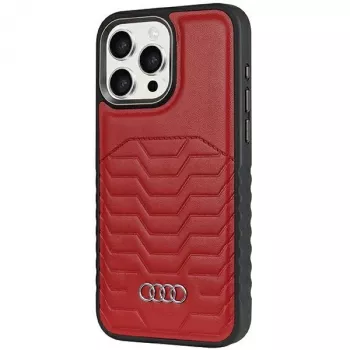 Audi Synthetic Leather MagSafe iPhone 14 Pro 6.1 Red Hard Case AU-TPUPCMIP14P-GT/D3-RD