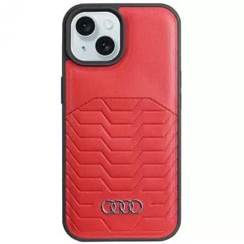 Audi Synthetic Leather MagSafe Hard Case for iPhone 15 Plus / 14 Plus 6.7 inch - Red