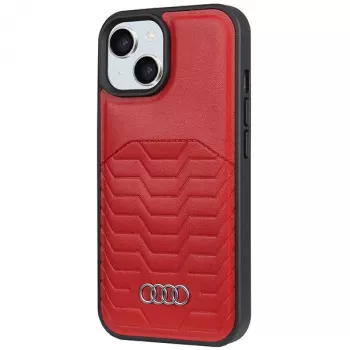 Audi Synthetic Leather MagSafe Hard Case for iPhone 15 Plus / 14 Plus 6.7 inch - Red