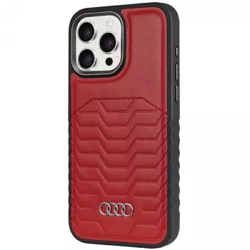 Audi Synthetic Leather MagSafe iPhone 15 Pro Max 6.7 Red Hardcase AU-TPUPCMIP15PM-GT/D3-RD