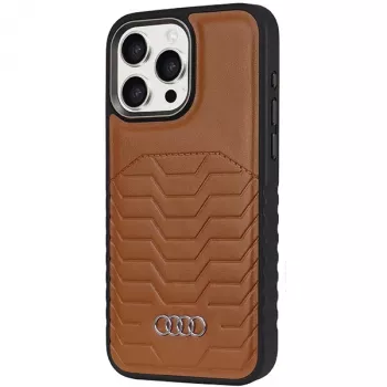 Audi Synthetic Leather MagSafe iPhone 14 Pro 6.1 Brown Hardcase AU-TPUPCMIP14P-GT/D3-BN