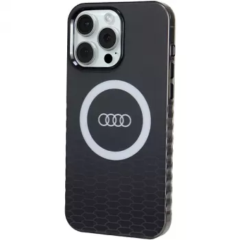 Audi IML Big Logo MagSafe Case for iPhone 15 Pro Max 6.7 inch Black Hard Case