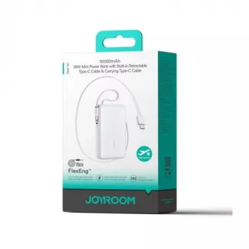 Powerbank Joyroom JR-PR2 35W 10000mAh with Retractable USB-C Cable and Built-in Lightning Cable - White