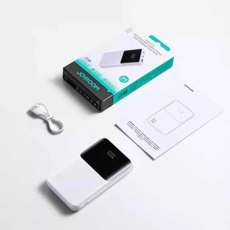 Joyroom JR-QP191 Star Series Mini 10000 mAh 22.5W Power Bank with Digital Display White