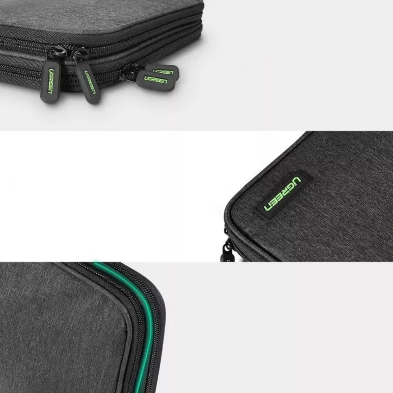 UGREEN Electronic Organizer Case for Hard Drive HDD SSD Phone Cables Accessories 24.5 x 17.5 x 5 cm Gray (50147 LP149)