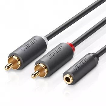 UGREEN AV102 Audio Cable 2x RCA (Cinch) to 3.5 mm Jack 0.25 m Black
