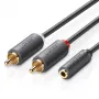 UGREEN AV102 Audio Cable 2x RCA (Cinch) to 3.5 mm Jack 0.25 m Black
