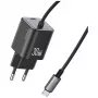 USAMS 30W GaN Fast Charger with USB-C Cable (Black, EU Plug)