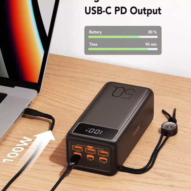 VEGER Powerbank Tank Boost PD QC3.0 5A 130W 56000 mAh Black W5001C