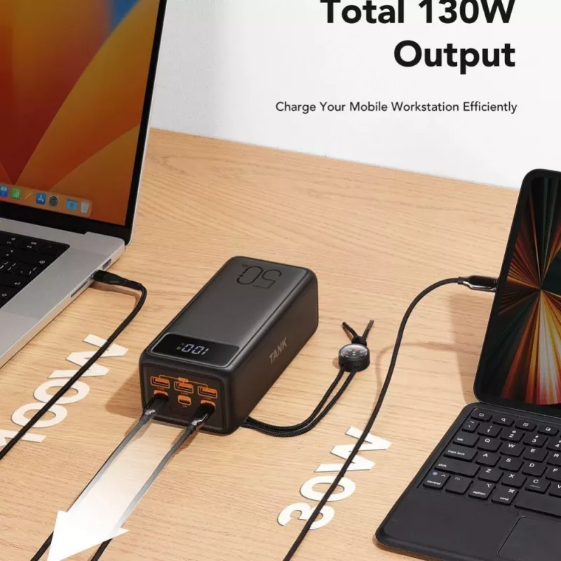 VEGER Powerbank Tank Boost PD QC3.0 5A 130W 56000 mAh Black W5001C