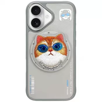 Nimmy Glasses Cool Cat MagSafe Case for iPhone 16, Grey
