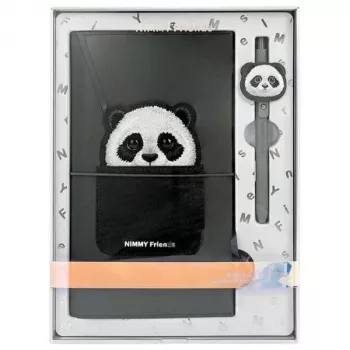 Nimmy 2-in-1 Notebook & Pen Set Black Big Eyed Pet 2.0 Panda