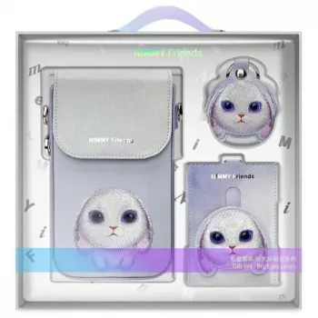 Nimmy 3-in-1 Phone Bag, Wallet & Locator Case Set - Purple Big Eyed Pet 2.0 Rabbit