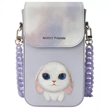 Nimmy 3-in-1 Phone Bag, Wallet & Locator Case Set - Purple Big Eyed Pet 2.0 Rabbit