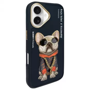 Nimmy Case for iPhone 16 6.1 Black Glasses Cool Dog
