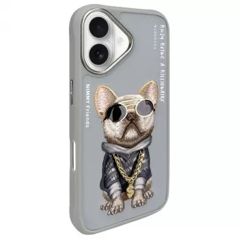 Nimmy Protective Case for Apple iPhone 16 6.1 inch Gray Glasses Cool Dog