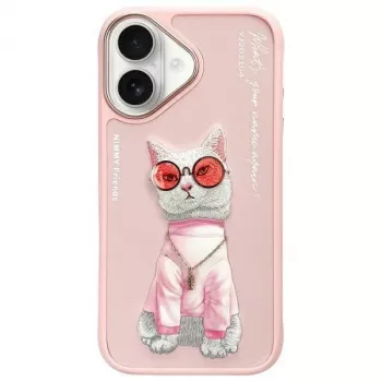Nimmy Case for Apple iPhone 16 6.1 inch Pink Glasses Cool Cat