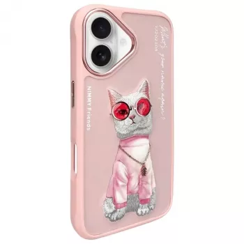 Nimmy Case for Apple iPhone 16 6.1 inch Pink Glasses Cool Cat