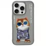 Nimmy Protective Case for Apple iPhone 16 Pro 6.3 inch Gray Glasses Cool Cat