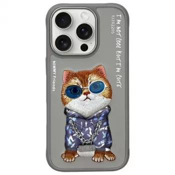 Nimmy Protective Case for Apple iPhone 16 Pro Max 6.9 inch Gray Glasses Cool Cat Graphic