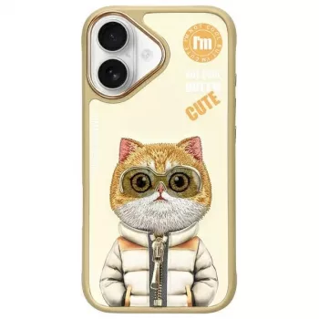Nimmy Case for iPhone 16 6.1 inch Khaki Cool&Cute 2.0 Cat
