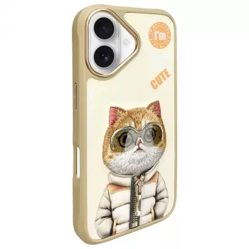 Nimmy Case for iPhone 16 6.1 inch Khaki Cool&Cute 2.0 Cat
