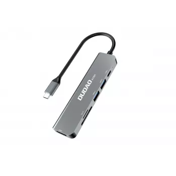 DUDAO A15H 6-in-1 USB-C Hub Docking Station with HDMI, USB 3.0, USB 2.0, SD/TF Card Reader, PD 100W - Space Gray