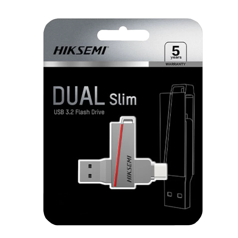 HIKSEMI CLE USB 64 GB E307C U3 Dual USB 3.2 and USB Type-C Grey