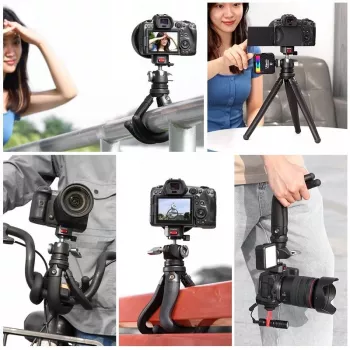 Ulanzi Claw Flexible Tripod Pro with Cold Shoe and 3x 1/4 inch Screws for Camera, Smartphone, Action Cam