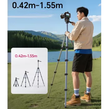 ULANZI TT39 155cm Aluminum Alloy Tripod with Phone Holder for DSLR, Mirrorless, Smartphone