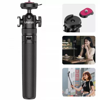 ULANZI MT90 2-in-1 Tripod Selfie Stick with Quick Release for Smartphone and Camera, Black