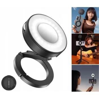 ULANZI ML05 Magnetic LED Video Light with Mirror, MagSafe Compatible, 2500K-9000K, 3W, Black