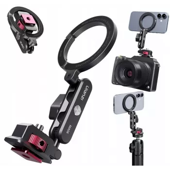 ULANZI MA56 Magnetic Phone Mount with Articulating Arm, MagSafe Compatible, 1/4 inch Thread & Cold Shoe, Black