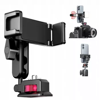 ULANZI MA56 Phone Mount Clamp with Cold Shoe, 1/4 inch-20 Thread, Arri Anti-Twist Pins, Black