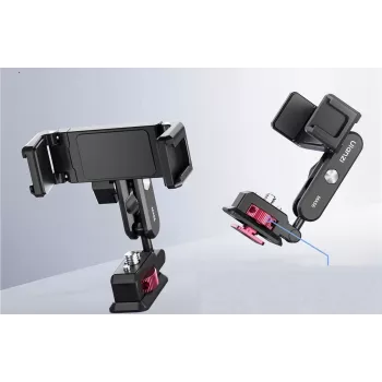 ULANZI MA56 Phone Mount Clamp with Cold Shoe, 1/4 inch-20 Thread, Arri Anti-Twist Pins, Black