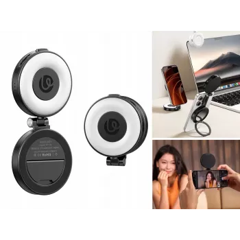 ULANZI LM23 LED Video Light with Mirror and MagSafe Mount, 6W Bi-Color 2500K-9000K, 2000mAh Battery, USB-C, Black