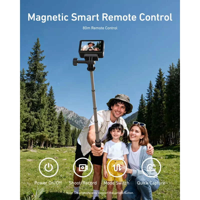 TELESIN Selfie Stick Tripod with Bluetooth Remote Control 80m for GoPro Hero 13 12 11 10 9 Max Max2