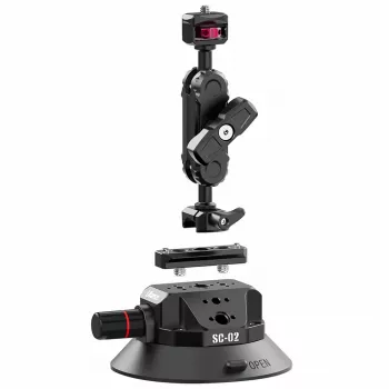 Ulanzi SC-02 Suction Cup Mount with 1/4 inch-20 Screw, 70mm Suction Cup, Black