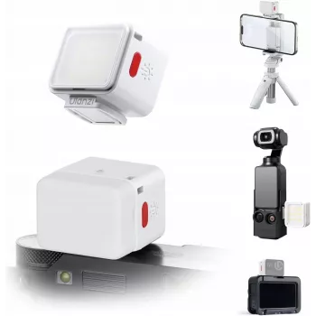 ULANZI DG01 Mini LED Video Light with Magnetic Mount and Cold Shoe Adapter, 1W, 500mAh, Bi-Color 2700K-6500K, White
