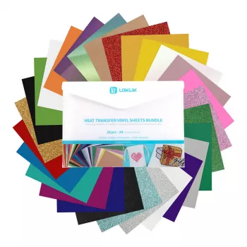 LOKLIK Plotter Foil Material Bundle (A4) - 10 Sheets Mixed Adhesive & Heat Transfer Vinyl