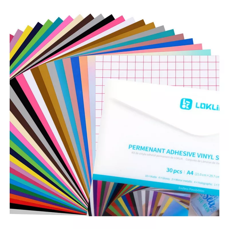 LOKLIK Europe Permanent Adhesive Vinyl Material Set (A4) - 20 Assorted Colors