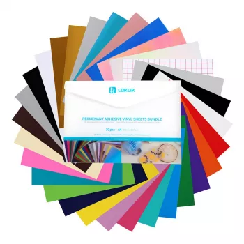 LOKLIK Europe Permanent Adhesive Vinyl Material Set (A4) - 20 Assorted Colors