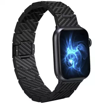 PITAKA Carbon Fiber Link Band Retro for Apple Watch 42/44/45/49mm Black Grey