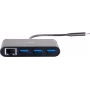C2G USB-C Hub with Ethernet - 3-Port USB Hub - 3 x SuperSpeed USB 3.0 + 1 x USB-C + 1 x Gigabit Ethernet - Desktop - Black