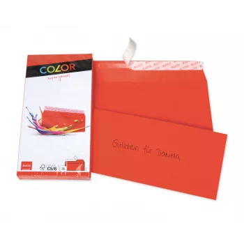 ELCO Color Envelope C5/6 (114 x 229 mm), without window, self-adhesive, 100 g/m², Red, 25 pcs (74617.92)