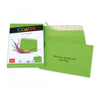 ELCO Color Envelope C6 (114 x 162 mm), without window, self-adhesive, 100 g/m², Green, 25 pcs (74634.62)