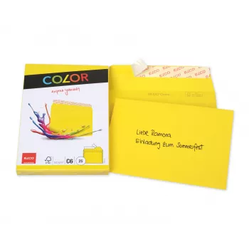 ELCO Color Envelope C6 (114 x 162 mm), without window, self-adhesive, 100 g/m², Yellow, 25 pcs (74634.72)