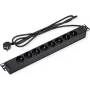 VALUE 19-Inch 1U 8-Way Power Strip with 3m Cable - Schuko Outlets
