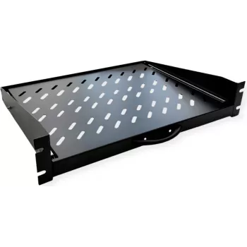 VALUE 19-Inch 1U Sliding Shelf, 450mm Usable Depth, 20kg Load Capacity, Black